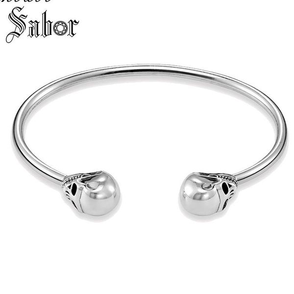 

bracelets bangles skull 925 sterling silver fashion heart jewelry for women female rebel punk fine gift thomas, Golden;silver