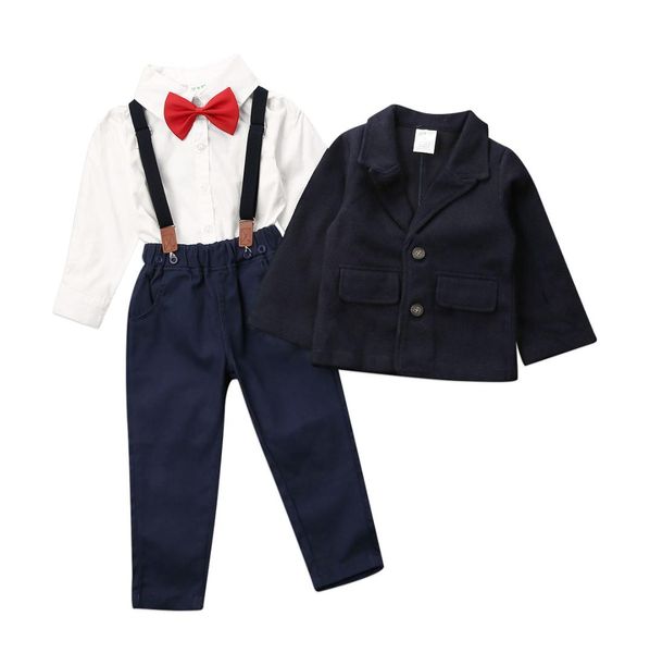 

pudcoco 4pcs gentleman suit toddler kids baby boys clothes white shirt +coat +overalls pants +tie boy outfits clothes set