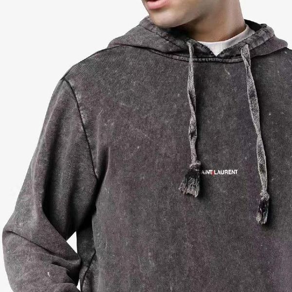 

18fw slp hooded sweatshirt distressed washed casual street highstreet hooded pullover sweater winter couple hoodies hflswy290, Black