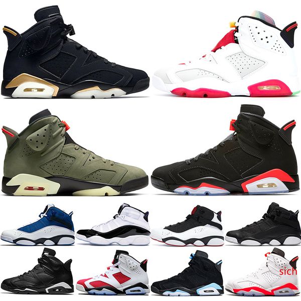 

stock 6s men basketball shoes hare 6 rings mens dmp black infrared medium olive bred concord 2020 trainers sports sneakers size 40-47