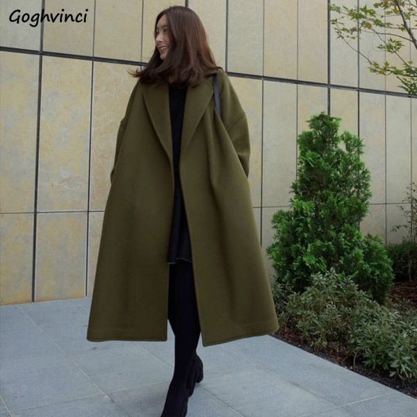 

coat women black solid long sleeve casual loose womens winter clothing ladies coats elegant open stitch all match