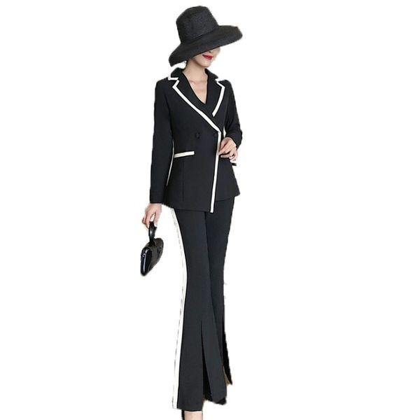 

women's suit suit new style slim fit pants split split fashion western assembly flare pants 2 piece sets womens outfits, White;black