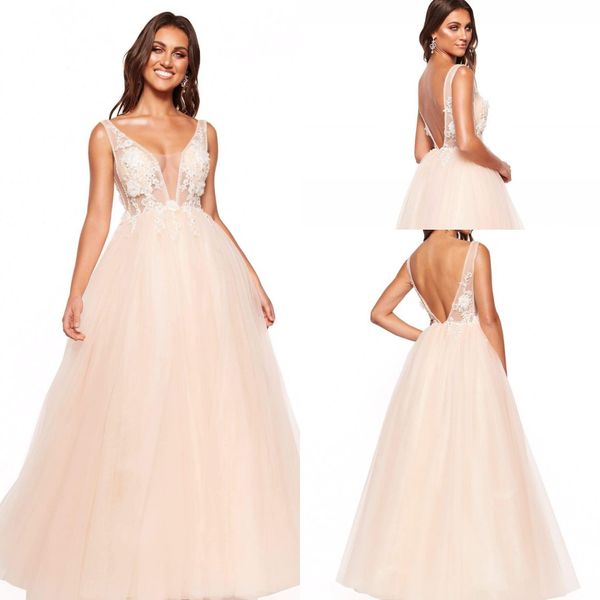 

modest a line rita vinieris bohemian dresses jewel neck sleeveless tulle lace beads crystal wedding gowns floor length robe de mariÃ©e, White