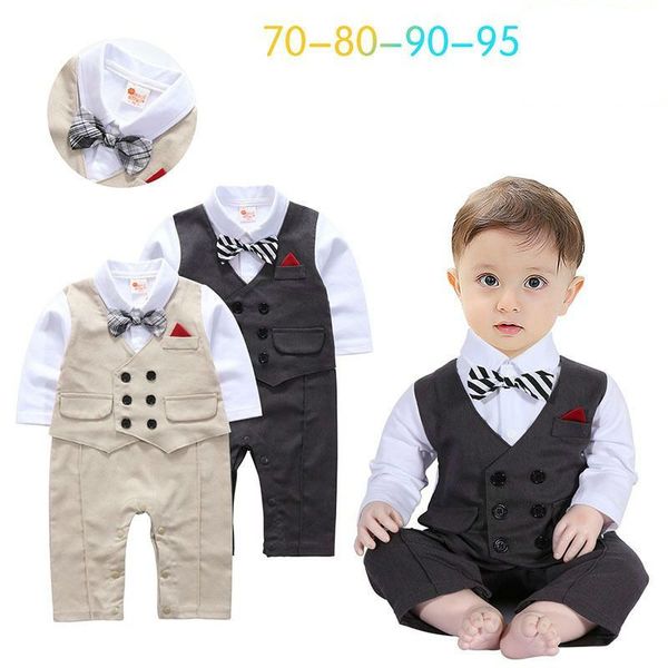 

fashion baby boy gentleman bow party suit jumpsuit rompers fashion clothing formal formal kid infant spring autumn clothes, Blue