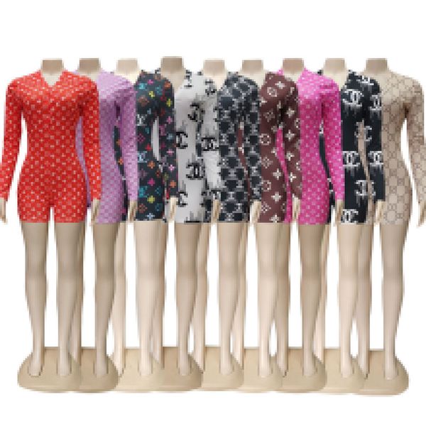 

9 цветов дизайнерские женские пижамы onesies пижамы playsuit тренировки кнопка тощий горячий принт комбинезоны v-образным вырезом короткие o, Black;white