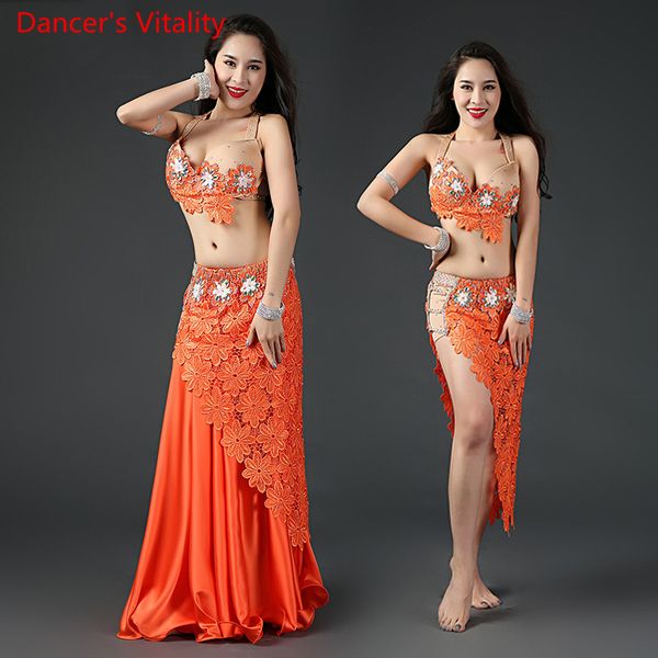 

lady women belly oriental dance sling bra diamond skirt suit competition performance spandex costume rumba samba tango, Black;red