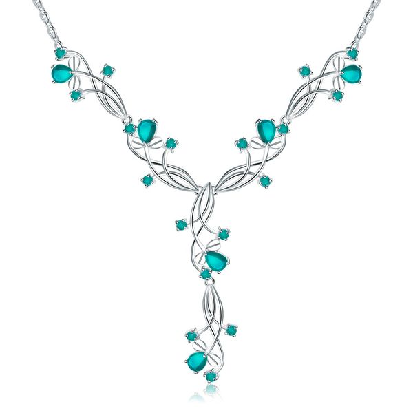 

gem's ballet 5.87ct natural green agate temperament gemstone necklaces for bridal 925 sterling silver necklace fine jewelry