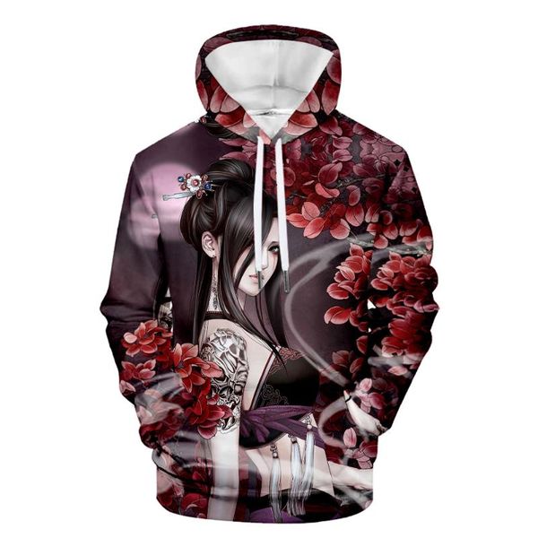 

3d printed goddess tattoo women/men hoodies long sleeve hooded sweatshirt harajuku personalise vintage streetshirt clothes, Black