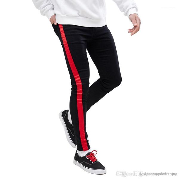 

мужская одежда весна осень slim fit street jean брюки черные полосатые мужские 19ss дизайнерские джинсы, Blue