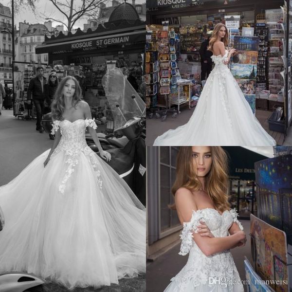 Nuovi abiti da sposa sexy romantici con spalle scoperte Boho A Line Appliqued in pizzo Abito da sposa bohemien Abiti da sposa Vestido De Noiva Robe