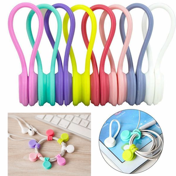 Magnet Earphone Cable Winder Wrap For Wire Keychain Silicone Clip
