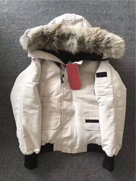 

canadian winter mens bomber homme parka jassen camouflage outerwear big fur hooded fourrure manteau down jacket coyote fur collar coat, Black