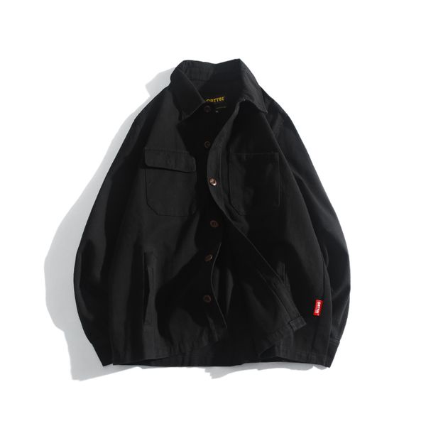 

vintagewear cotton men work shirt jacket chore coat cargo pockets, Black;brown