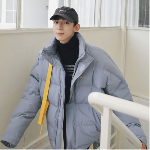 

2019 autumn and winter hong style new loose cotton men's large size fashion casual solid color coat jacket gray / black m-2xl