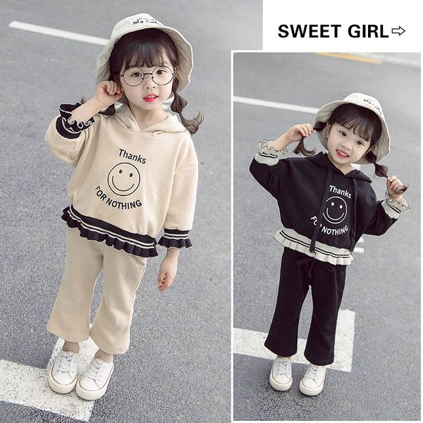 

children's foreign sports suit 19 spring and autumn new girls two-piece korean version 1-4 years old female baby fashion spring, White