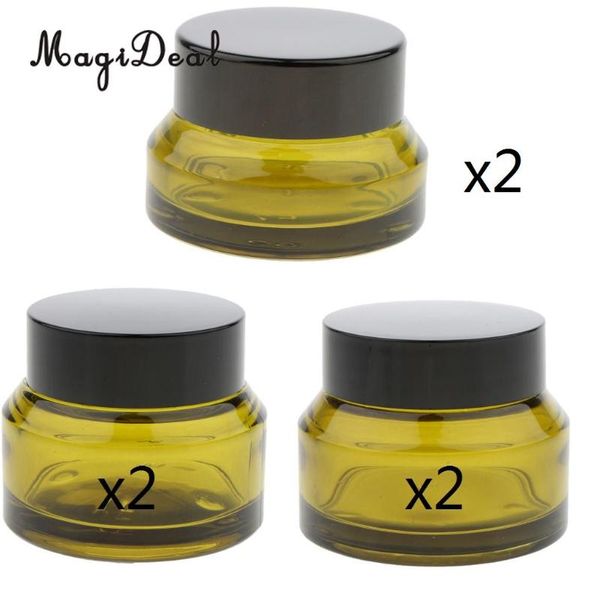 

6x empty glass makeup container face cream jar lotion bottle case for travel