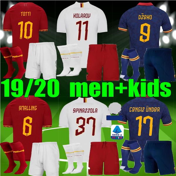 

Men kid 19 20 a maillot roma occer jer ey de ro i dzeko zaniolo rome 2019 2020 totti perotti boy football kit hirt, Black;red