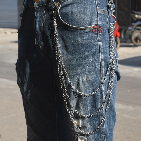 

3 слоя long key chains punk big кольцо металл брюки pant талия кошелек пояс цепь брелок улица рок hiphop ювелирных изделия подарок, Slivery;golden