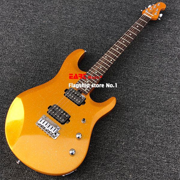 

eart electric guitar, golden paint, korean bridge pickup, stainless steel character, charcoal burned canadian maple neck, musica