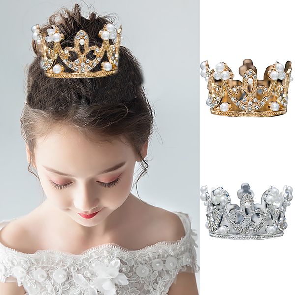 

hair accessories for girls 2019 fashion sweet crown headband pearl hair band for kids girls princess accessories mujer, Slivery;white