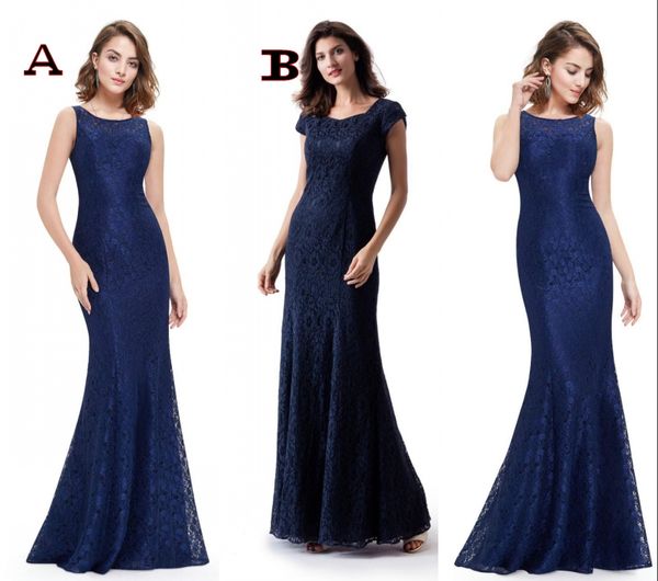 

navy blue lace mother of the bride dresses jewel neck mermaid wedding guest dress floor length mother groom gowns, Black;red