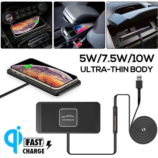 

5w/7.5w/10w qi wireless car charger pad fast charging dock station mount non-slip mat car dashboard holder stand for iphone x r