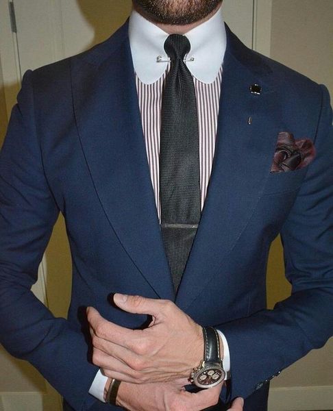 

navy blue men suits 2019 wedding suits for man blazer wide design groom tuxedos 2piece(coat+pants) slim fit terno masculino, White;black