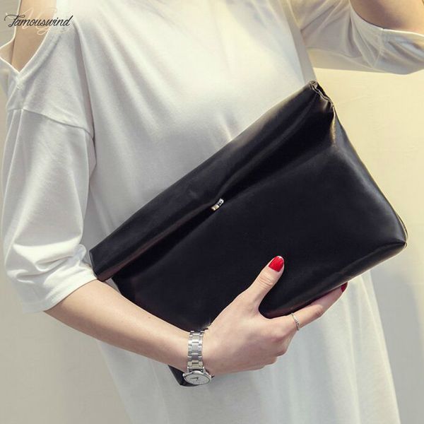 

new fashion 2020 women pu leather briefcase handbag envelope large clutch pu purse bag travel designer solid black blue red