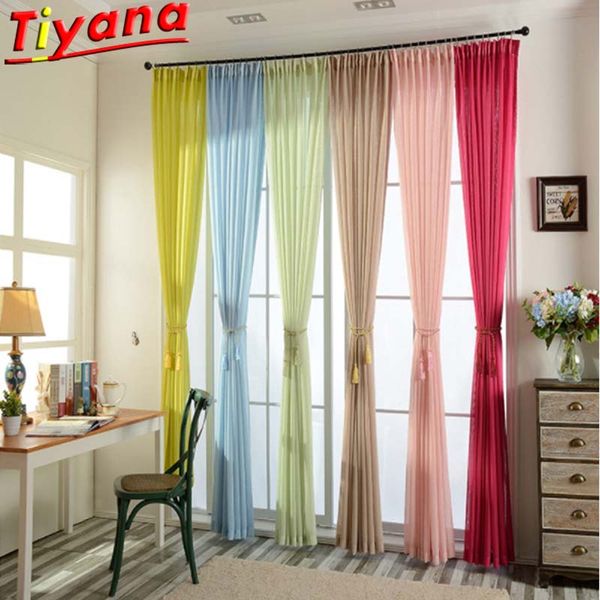 

white/pink/pink tulle sheer curtains for living room pure solid yarn sleek silk window screen for l balcony wh089#20