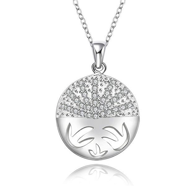 

plated sterling silver necklace 18 inches round shape zircon pendant necklace dhsn549 925 silver plate pendant necklaces jewelry