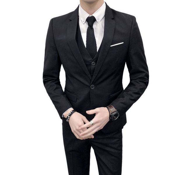 

men wedding suits three-piece men's suit business casual wear slim-fit groom wedding suit, White;black