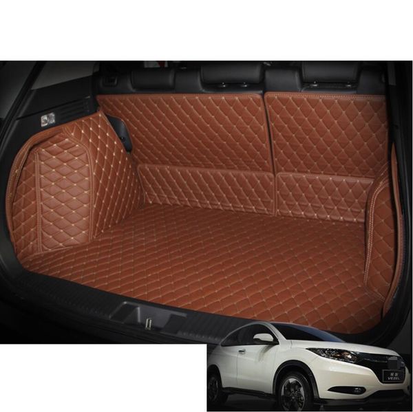 

for leather car trunk mat cargo liner for hr-v vezel hrv 2014 2015 2016 2017 2018 2019 2020 5d rug carpet sticker