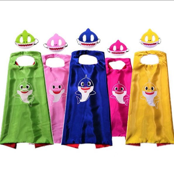 

Fa hion baby hark cloak cartoon girl doll cape with ma k et kid co play cloak halloween xma party upplie tta951