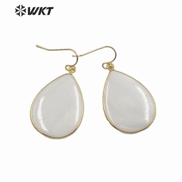 

wt-e622 wkt natural shell earrings water drop white shell gold electroplate earrings women fashion jewelry gift for lady, Silver