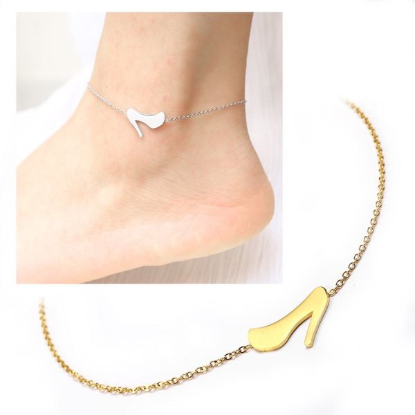 

high heels personal female anklets stainless steel sandals foot jewelry anklets on foot ankle bracelets for women leg chain, Red;blue
