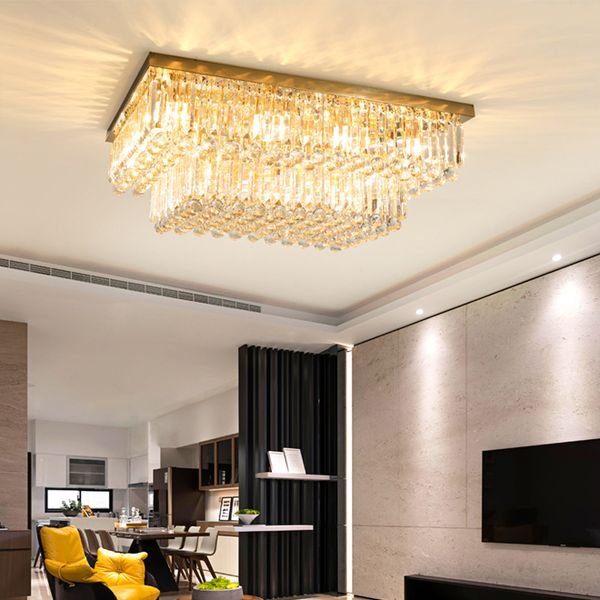 

Новый дизайн современный прямоугольник хрустальная люстра потолочные светильни