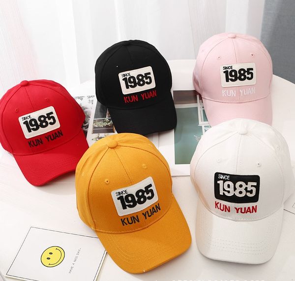 

2020 new style korean version of candy color 1985 childrens baseball cap personality joker baby shade cap casual hip-hop cap, Blue;gray