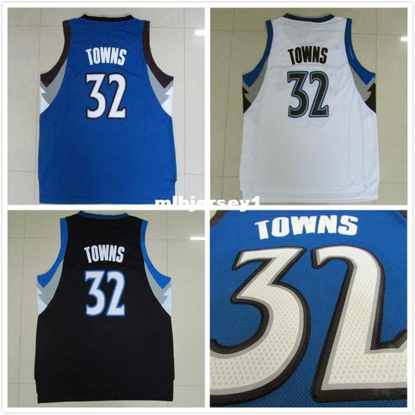 

#32 towns jersey, draft 15 blue white black basketball jersey s-xxl ncaa college, Black;blue
