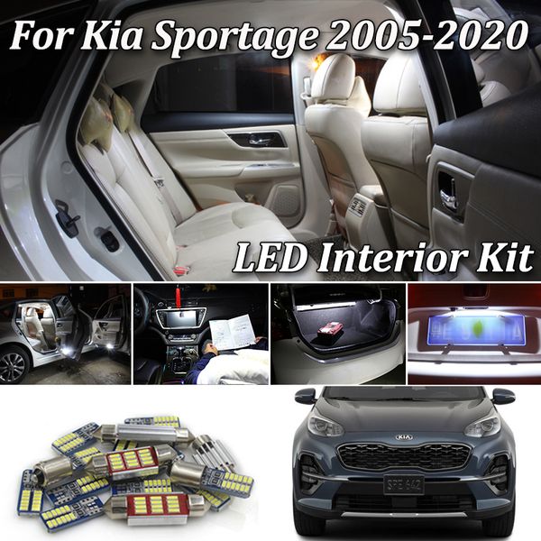 

100% белый canbus безошибочной led внутренних света светильника upgradekit для kia sportage 2 3 4 (2005-2020) + инструмент