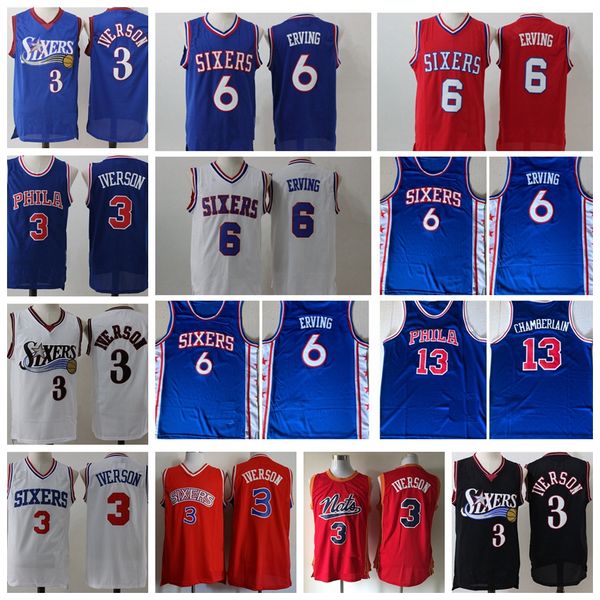 

2019 basketball jerseys vintage mens julius erving 6 ncaa college allen iverson 3 wilt chamberlain 13 stitched shirts, Black;red