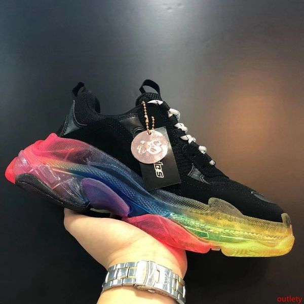 

clear sole triple classical black designer triple s oversized sneaker vintage leather shoes low lace up casual shoes des chaussures new