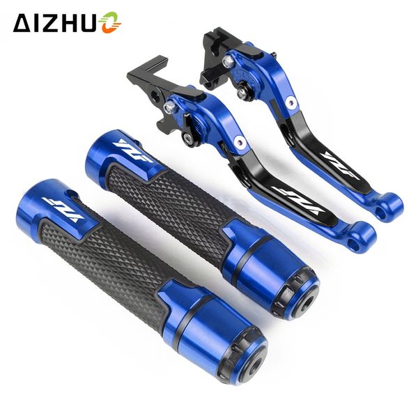 

motorcycle accessories folding adjustable extendable brake clutch levers+hand grips for yamaha yzfr1 r3 yzf r6 r125 yzf r1 r25