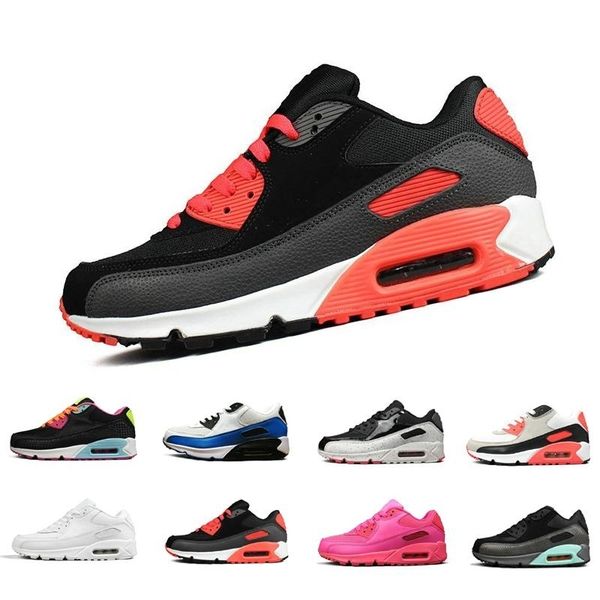 

2019 90 sneakers mens shoes classic men women running shoes black red white sports trainer air cushion surface breathable sports shoes 36-45