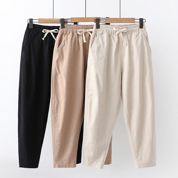 

women's pants & capris women casual trousers 2021 summer plus size high waist solid color harem, Black;white