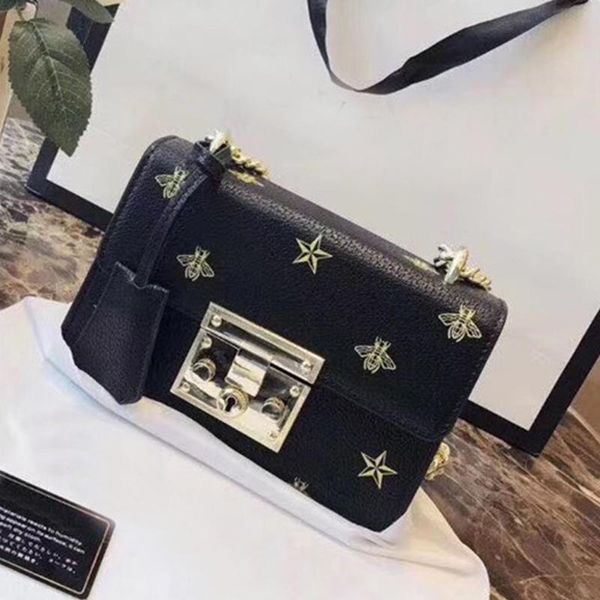 

bags handbags women brands shoulder bags chain crossbody messenger bag padlock insect printing famous leather handbags purses