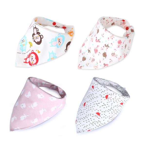 

4 pcs/set baby bibs bandana cotton double layers bib boys &girls triangle bibs bandana infant towels