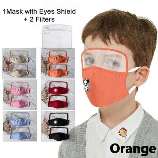 

epack stock children face mask with eye shield washable 2 layers cotton facemask with slot people protective drop fast shipping