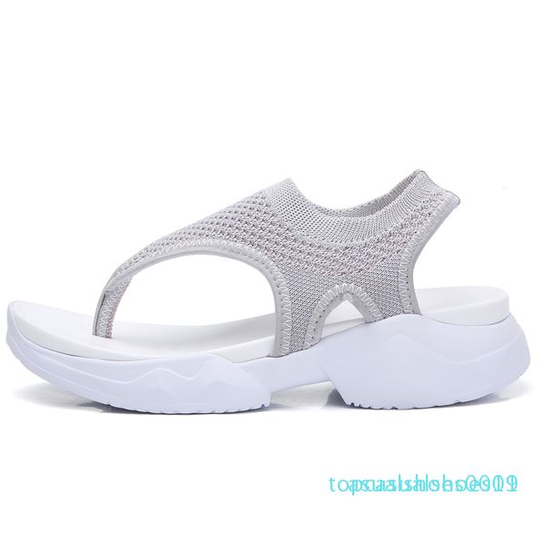 

2020 women sandals ladies mesh flip flops female elastic band wedges woman breathable beach shoes women's footwear plus size 43 t19, Black