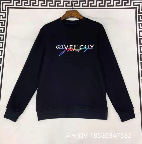 

givency fashion paris signature letter print sweatshirt signature hoodie men women hoodies europe stars mens sweater men clothing uv3175, Black
