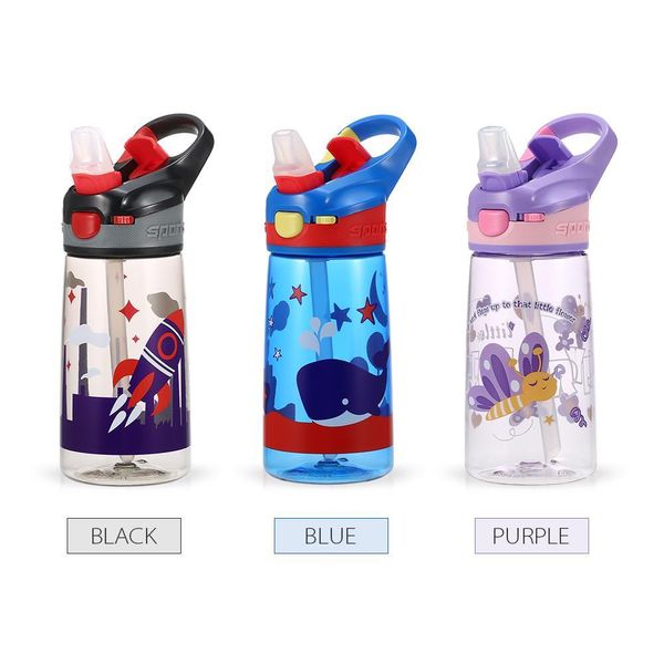 

400 мл детская бутылка воды герметичная питьевая бутылка bpa бесплатно откидная верхняя крышка с соломой для детей открытый кемпинг пешие пр